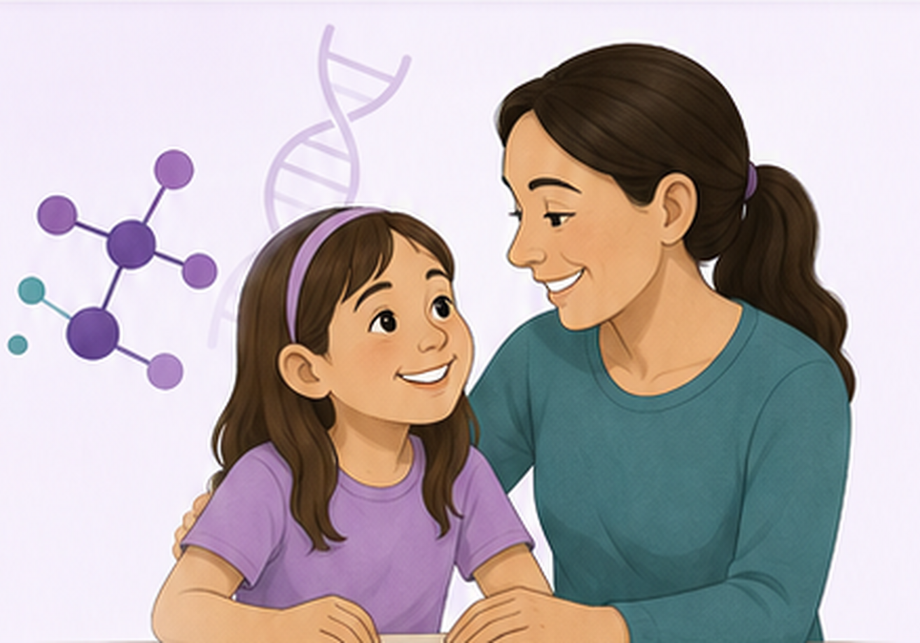 Madre e hija conversando sobre la PKU